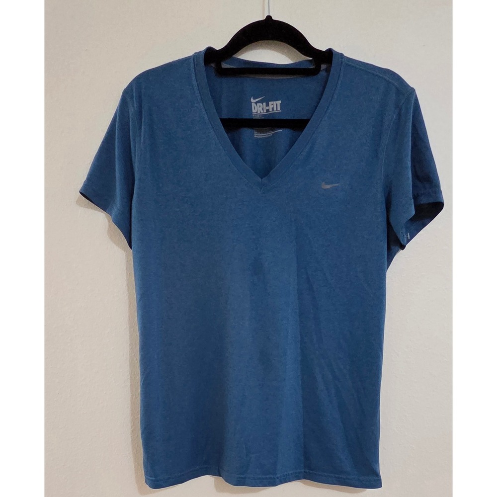 Nike Dri-FIT V-Neck Training T-Shirt Womens XL Blue Heathered FA120307HBB EUC
